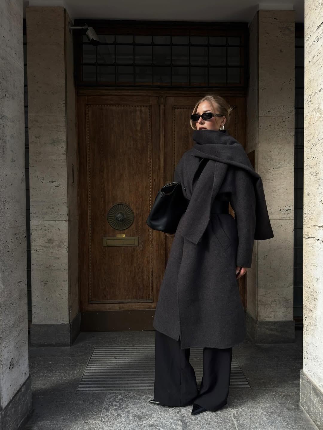 Monochromatic Dark Grey Wool Coat and Trousers — Winter Capsule Wardrobe