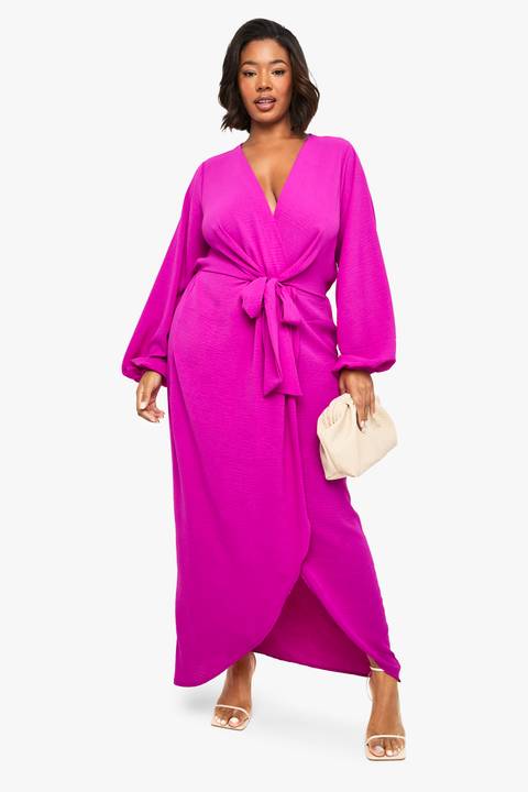 Vibrant Fuchsia Wrap Maxi Dress Vibrant Fuchsia Wrap Maxi Dress — Winter Wedding Guest Outfits