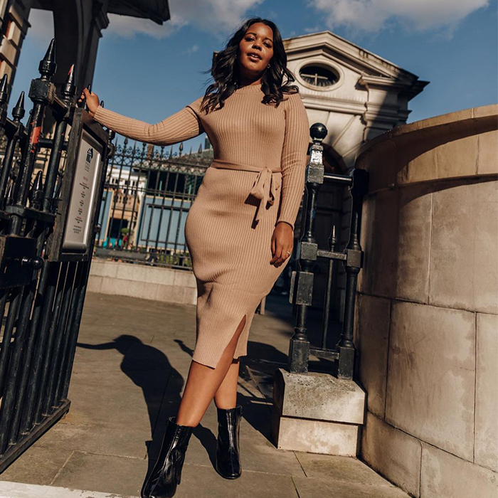 Black Mini Dress Paired with Oversized Teddy Coat — Winter Dress Outfits