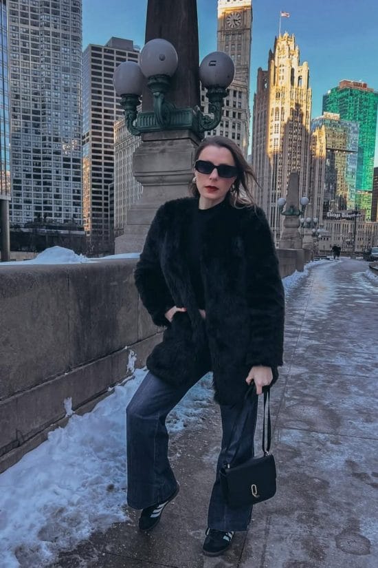 Cozy Chic: Textured Cream Coat and Knee-High Boots — Chicago Winter Outfits