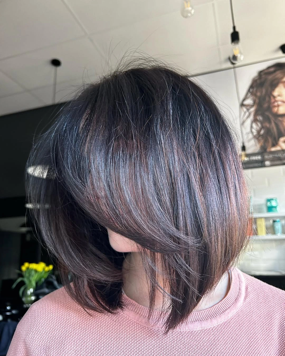 a-line bob haircuts Textured Brunette Bob With Long Side Pieces