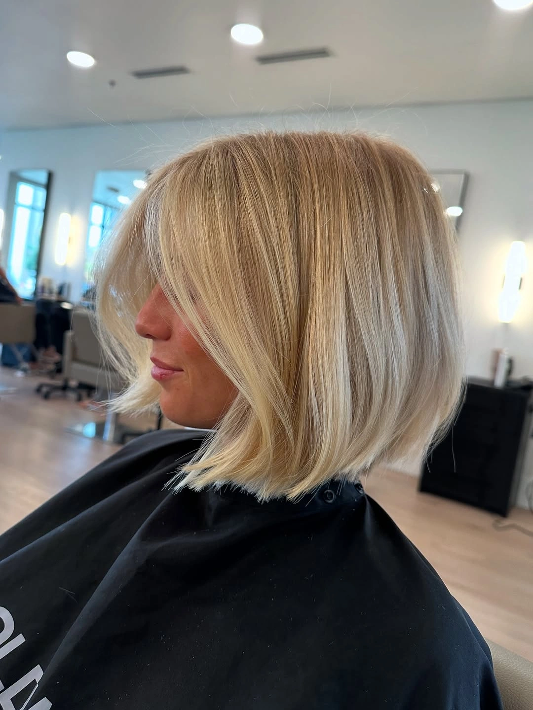 a-line bob haircuts Warm Blonde A Line Bob With Soft Ends
