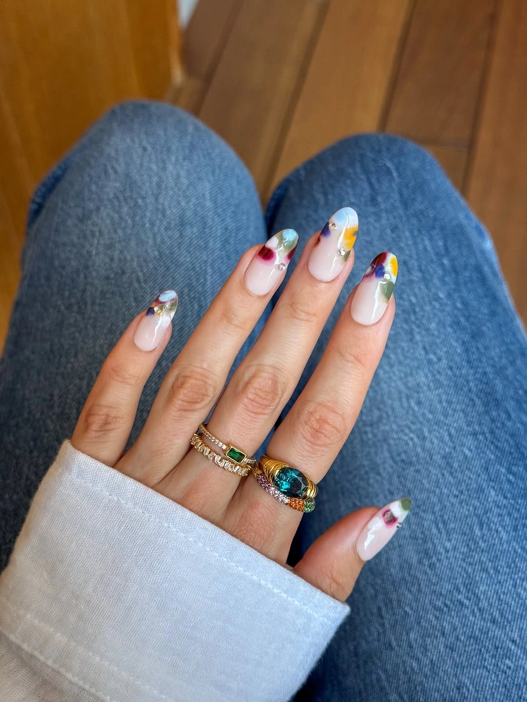 almond nails 2027 milky white colorful summer manicure
