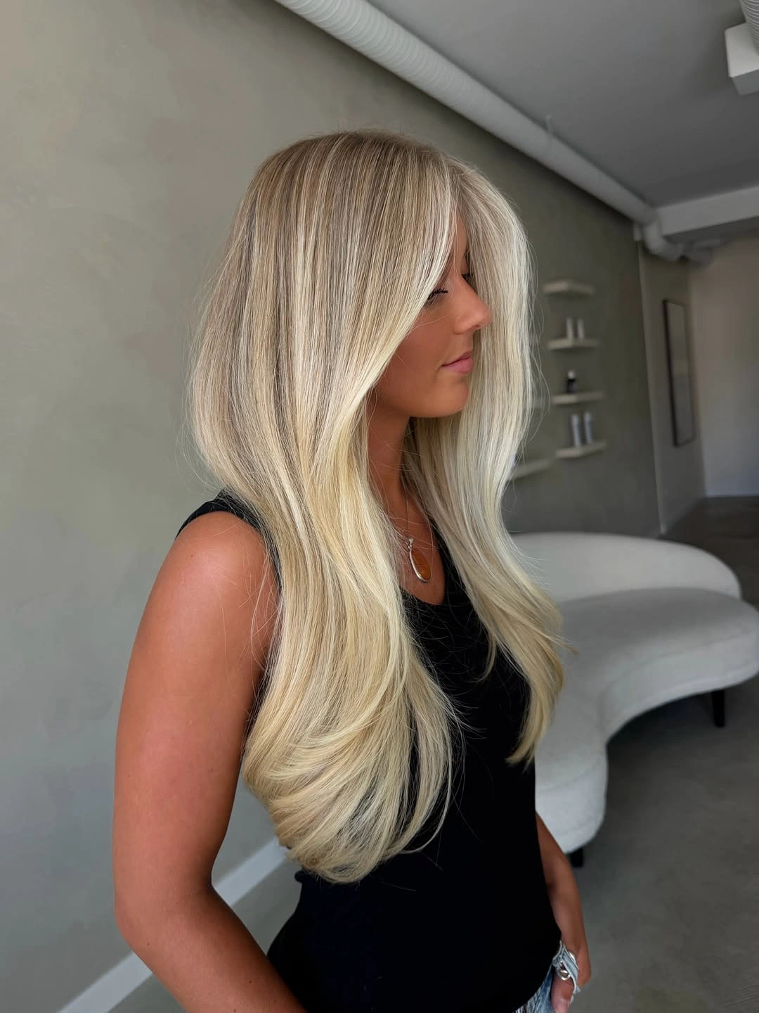 blonde winter hair color ideas Vanilla Blonde With Seamless Dimension