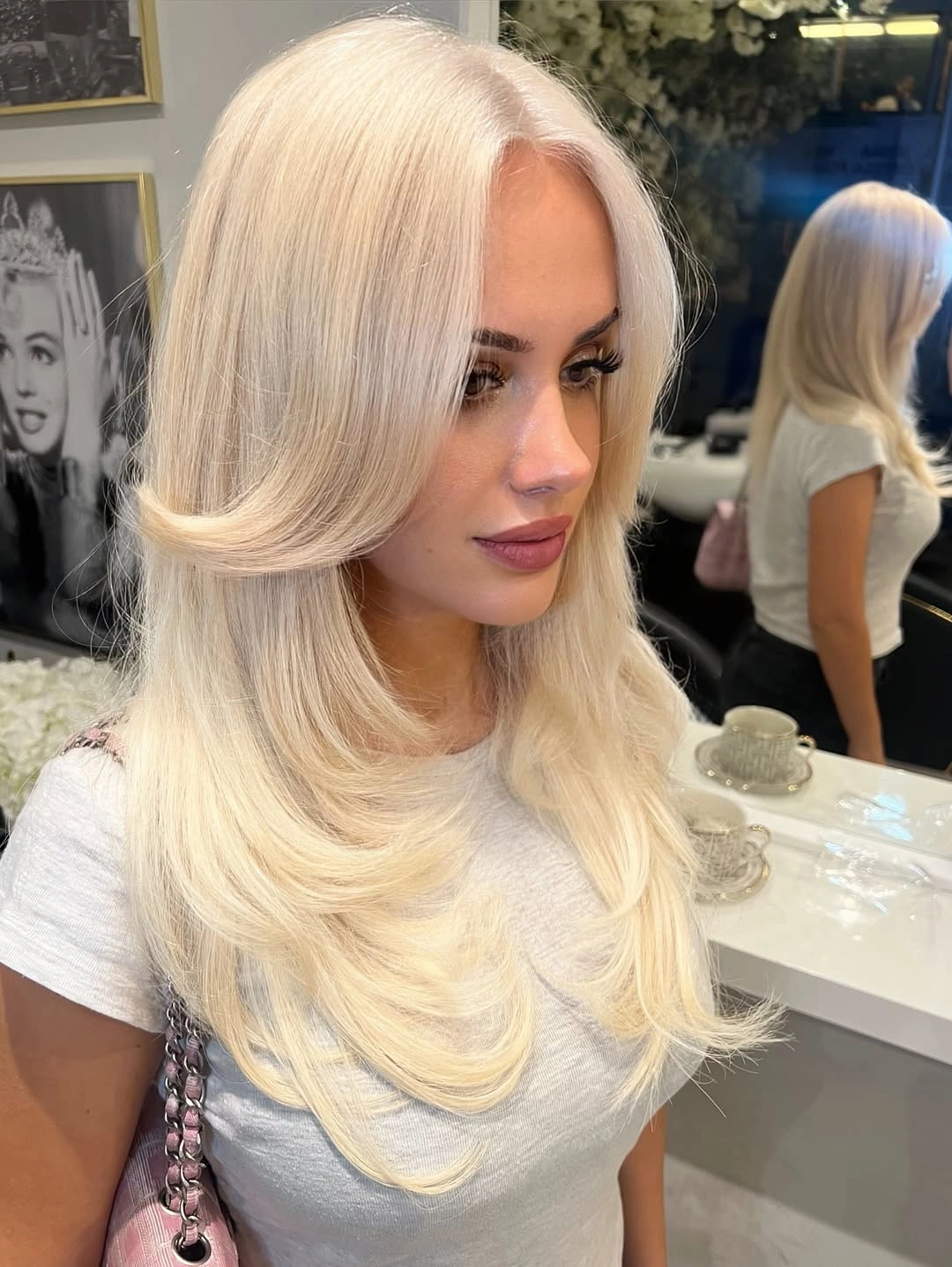 blonde winter hair color ideas - Soft Platinum Blonde With Polished Layers