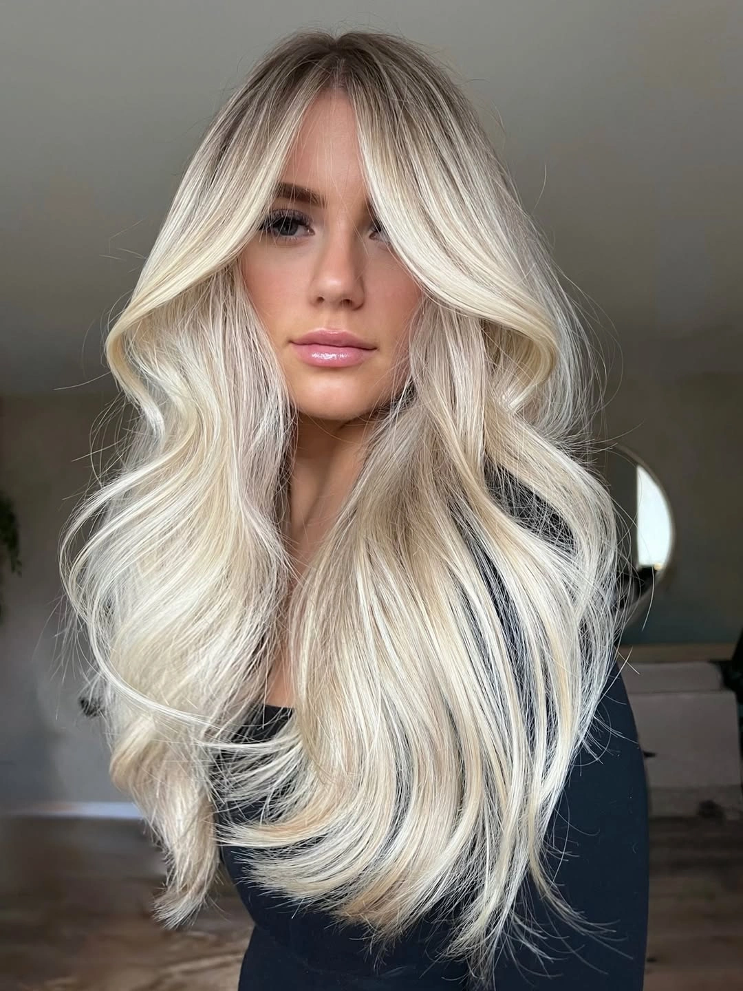 blonde winter hair color ideas Frosted Blonde With Shadow Roots