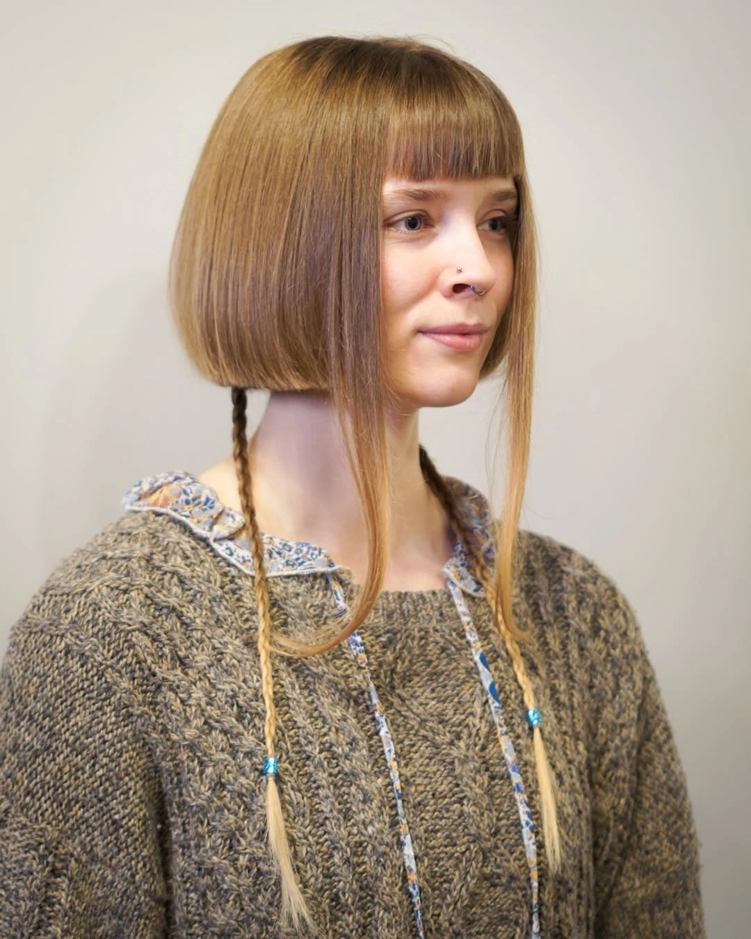 Bob with bangs haircut Golden Bob With Long Face Framing Pieces
