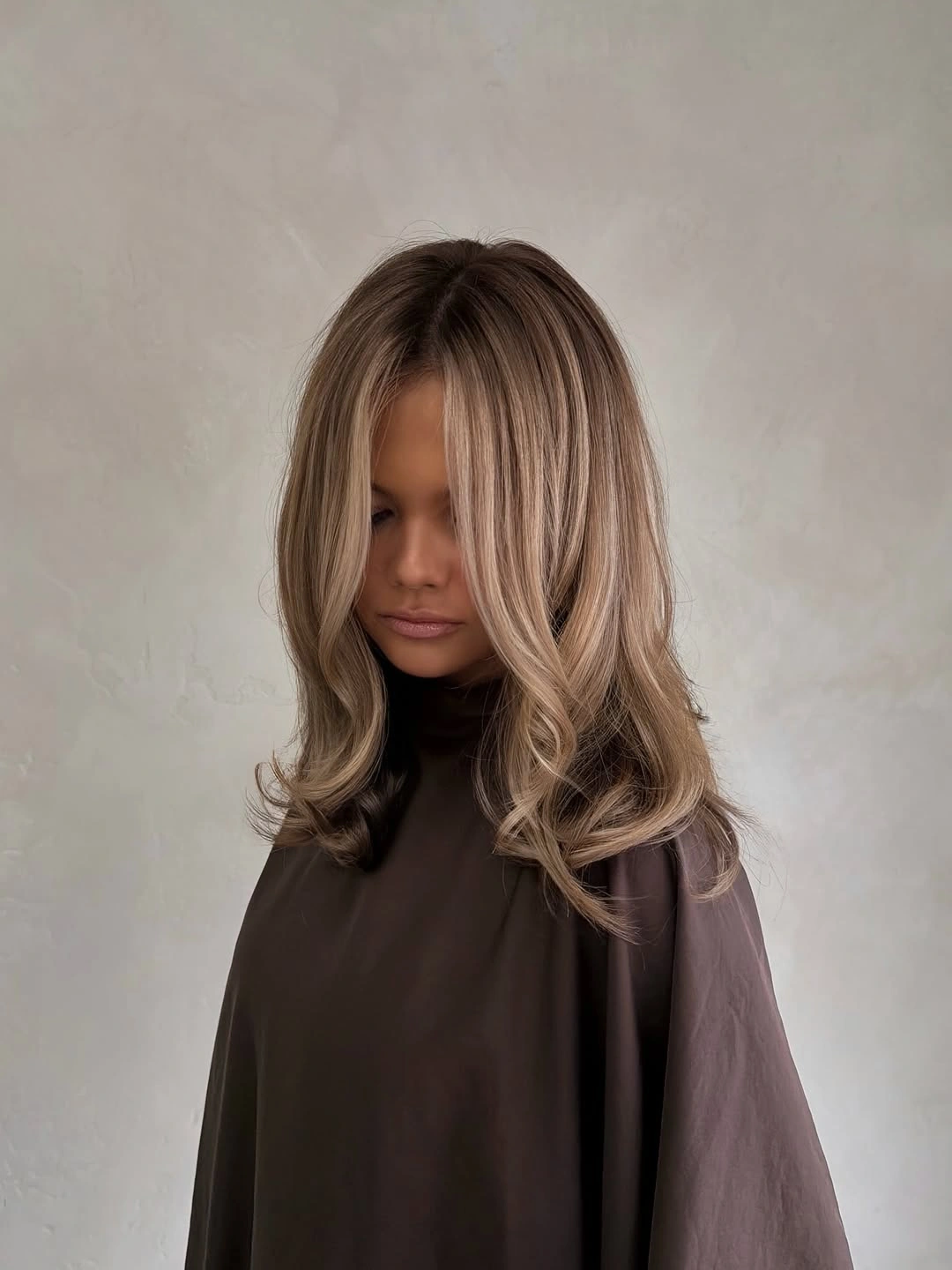 bronde balayage hair color Soft Mushroom Bronde With Face Framing Layers