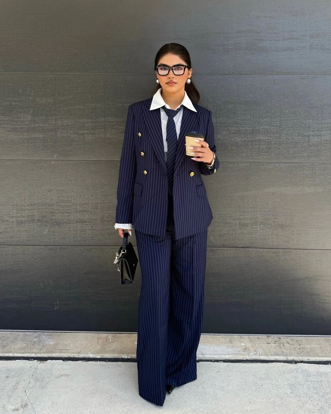 business casual dress code for women Navy Pinstripes With Classic Office Polish