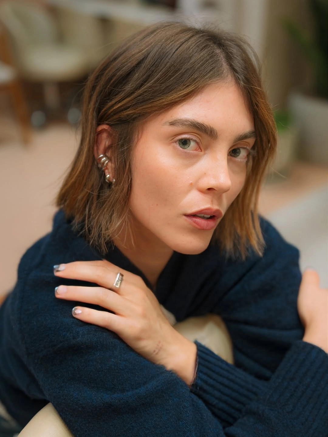 chic bobbed hair Natural Brown Bob With A Relaxed Finish