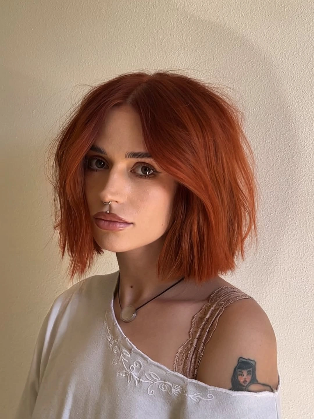 chic bobbed hair Warm Copper Bob With Parisian Attitude