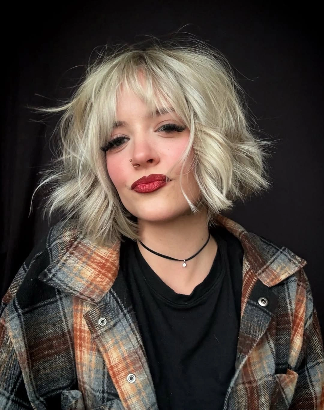 chic bobbed hair Textured Blonde Bob With A Little Rock Energy