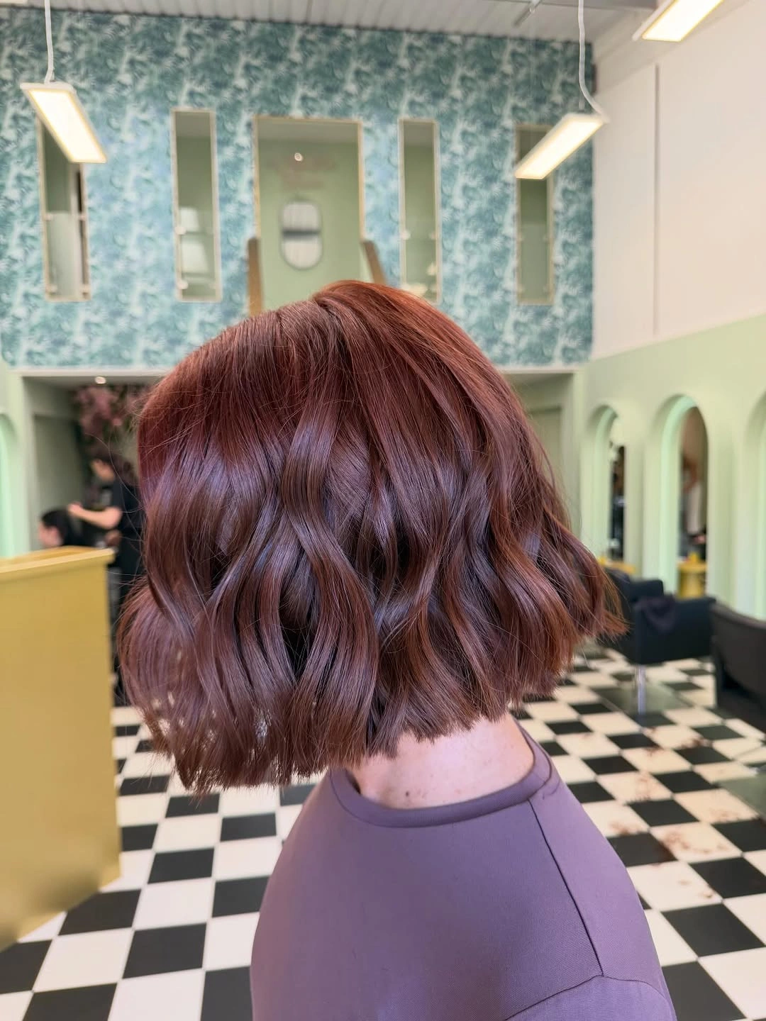 chic bobbed hair Rich Auburn Bob With Soft Waves