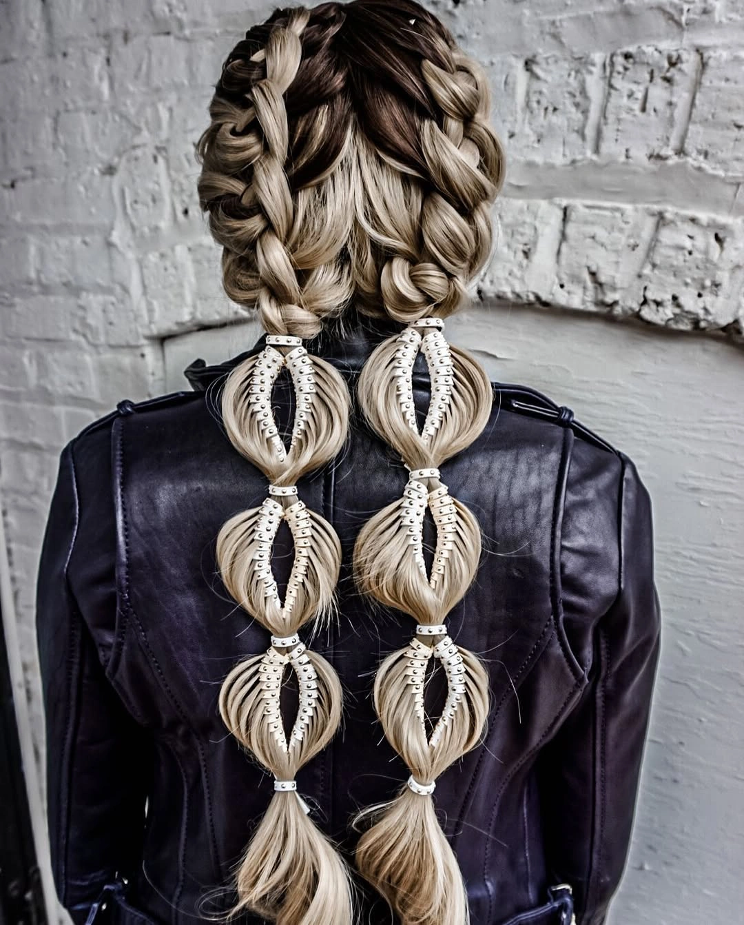 chic bubble braid hairstyle Edgy Braided Double Bubbles
