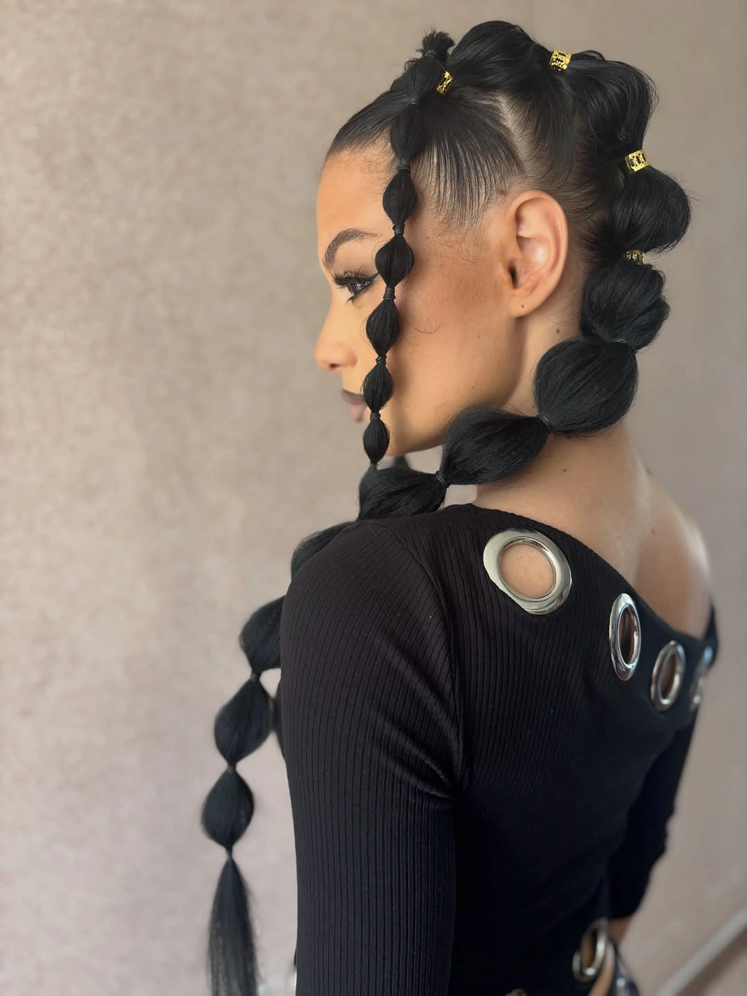 chic bubble braid hairstyle Graphic Double Bubble Braids