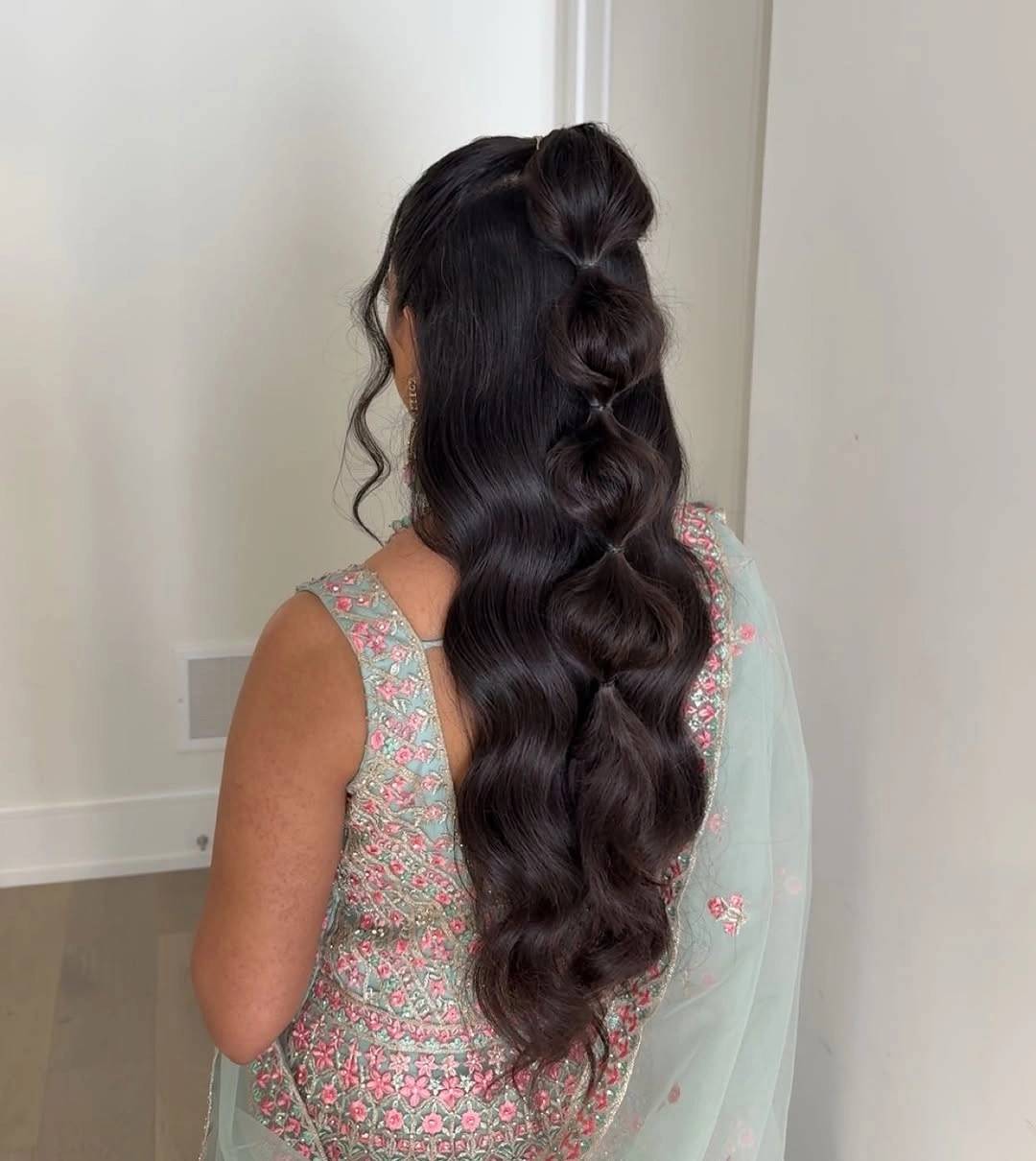 chic bubble braid hairstyle Romantic Half Up Bubble Waves