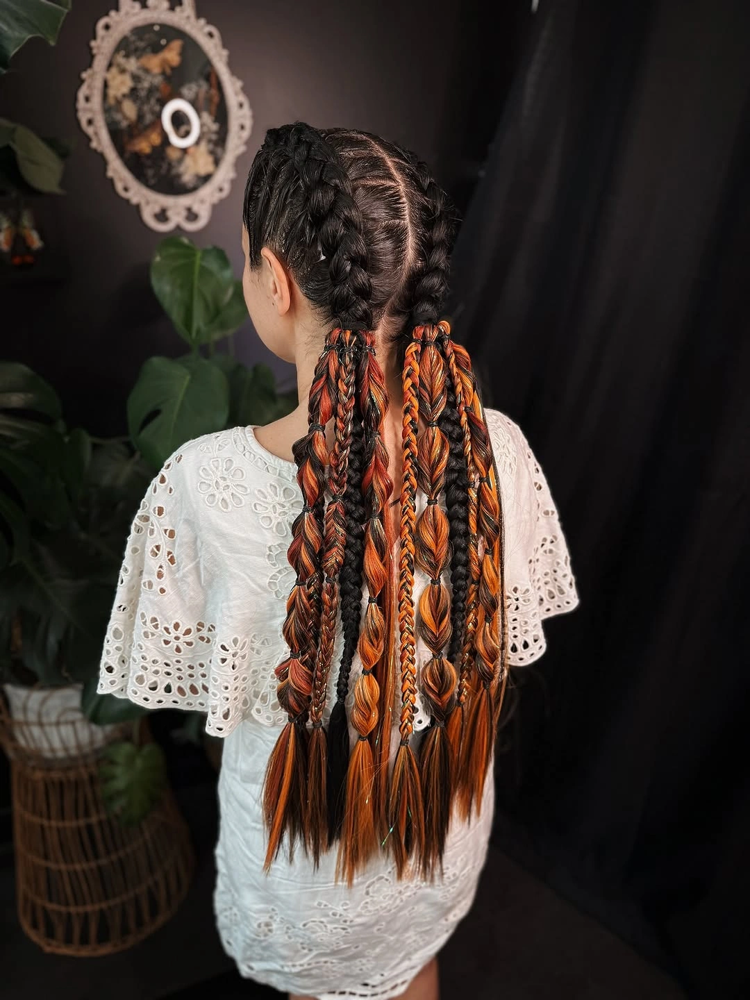 chic bubble braid hairstyle Fiery Braids and Bubble Details