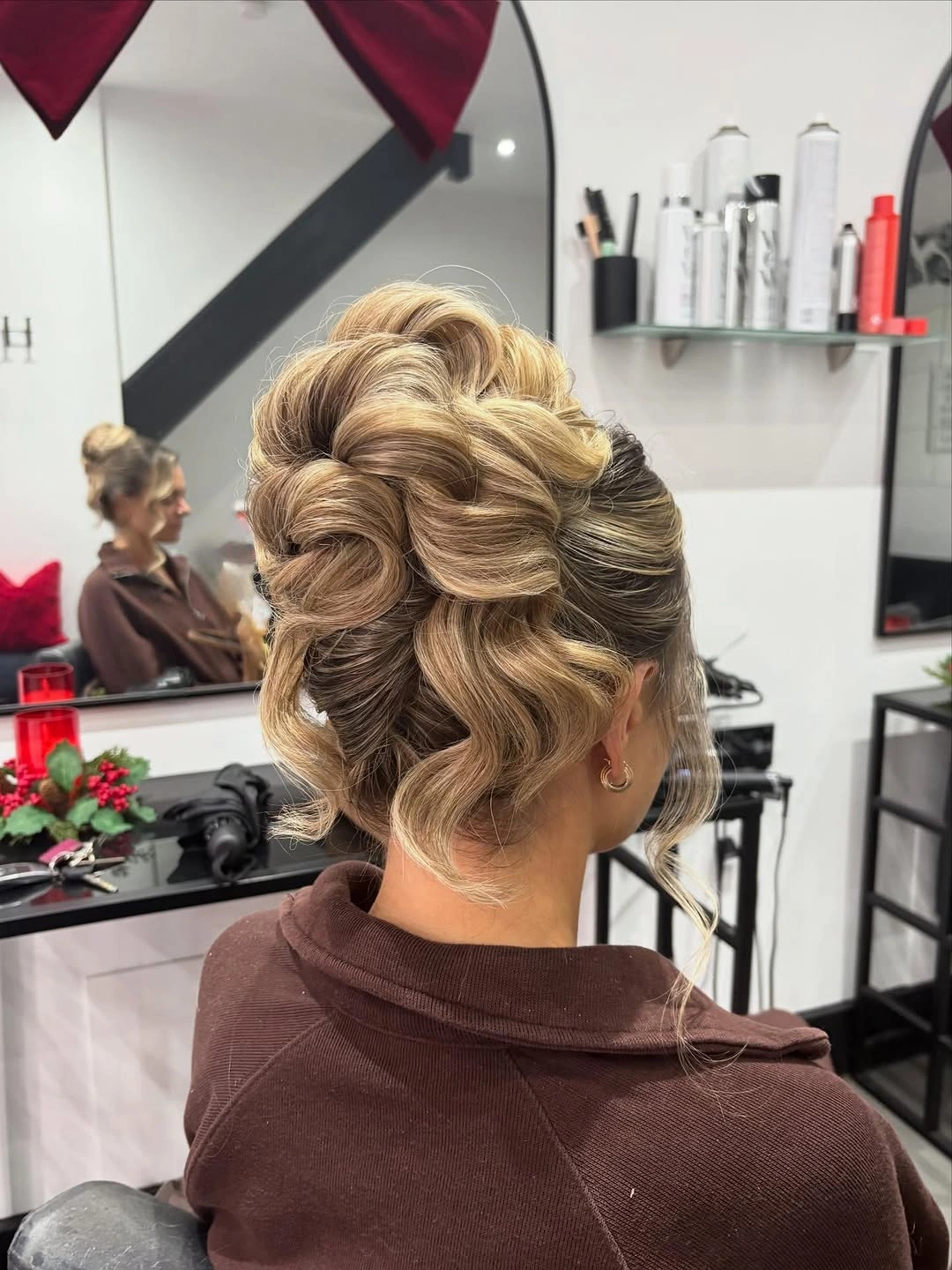 christmas hairstyles 2026 Romantic Curled Holiday Updo