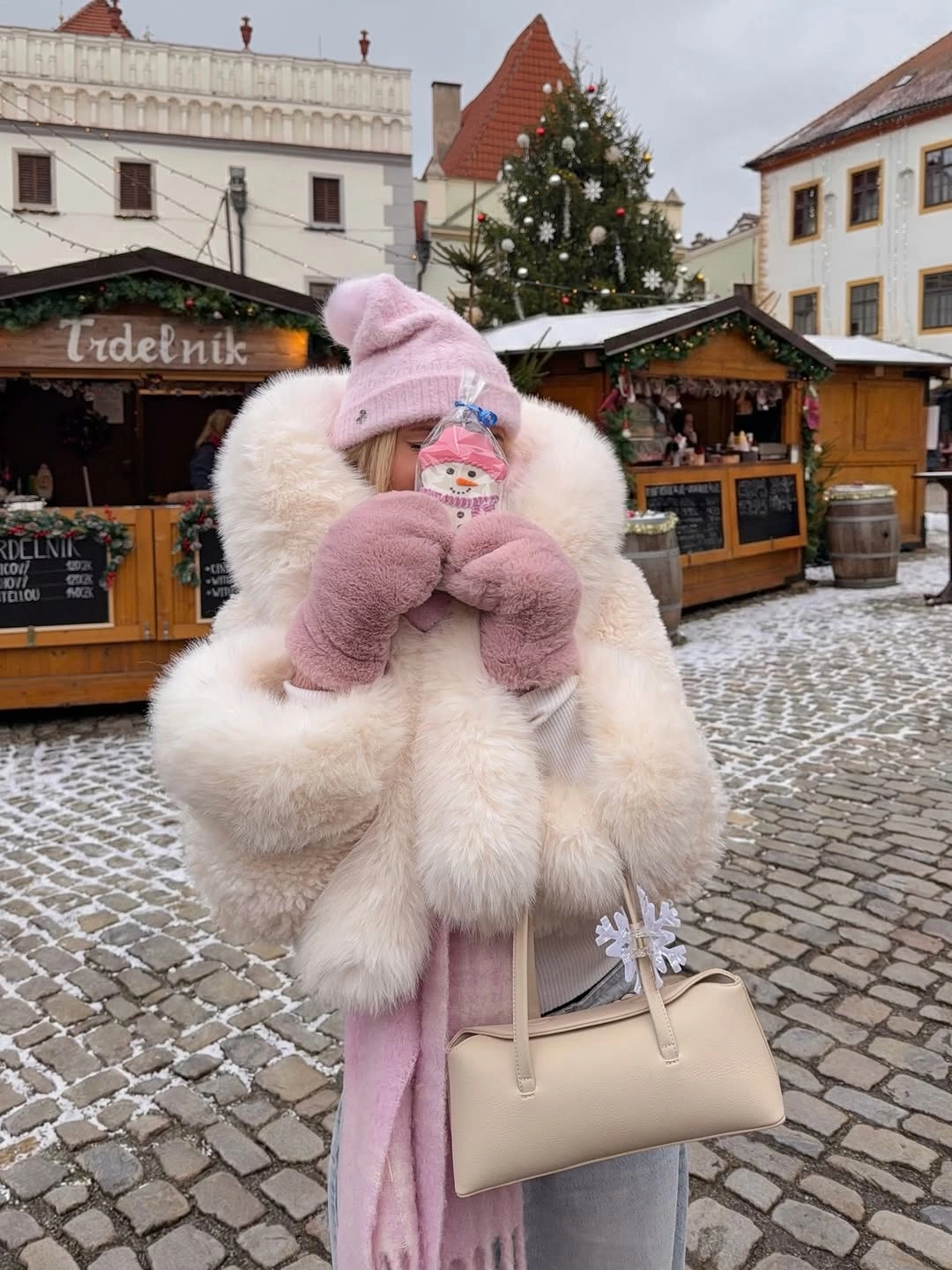 christmas outfits 2026 Pink Winter Charm For A Christmas Market