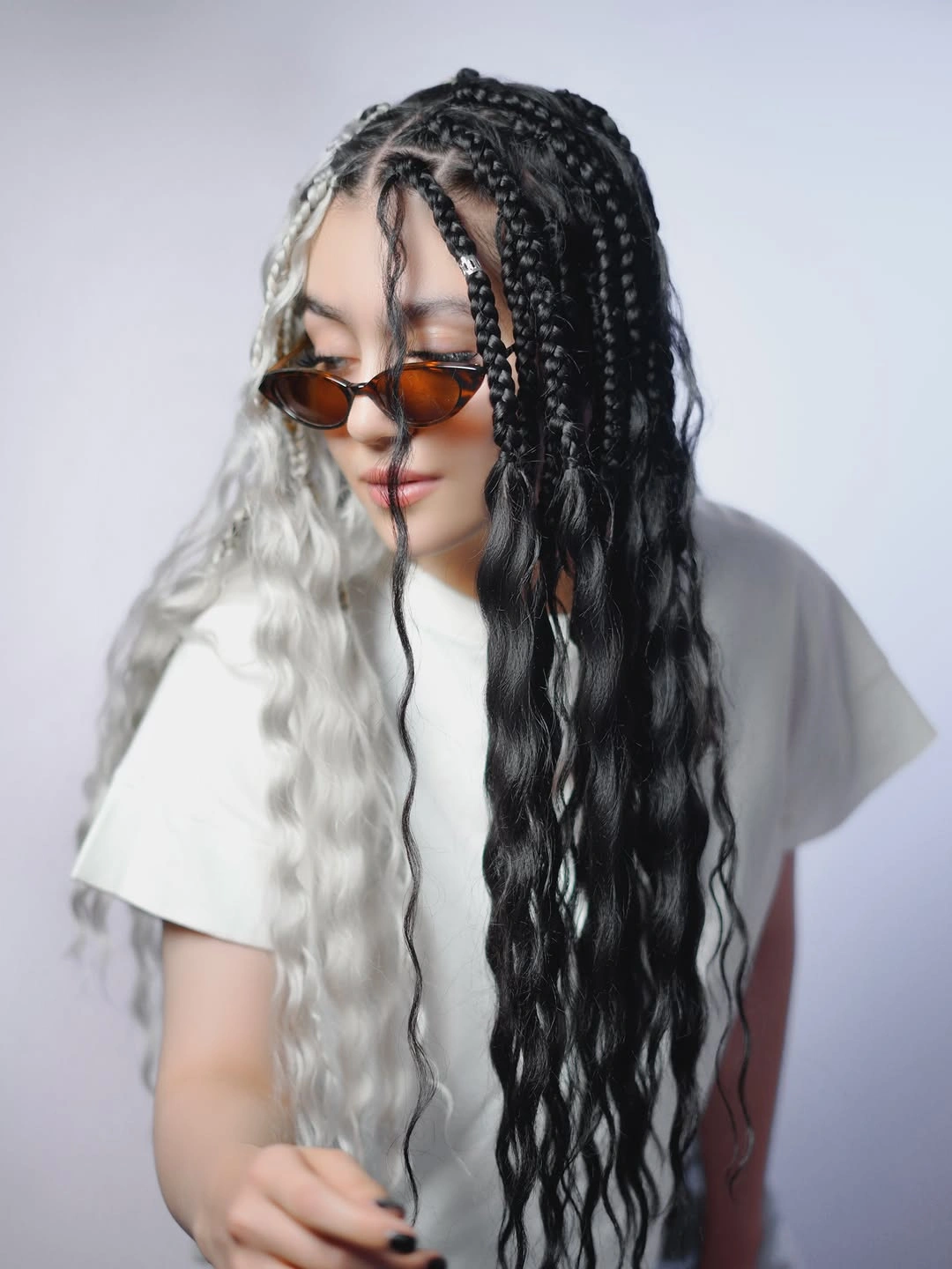 cute braid hairstyle for women Two Tone Braids With Loose Waves