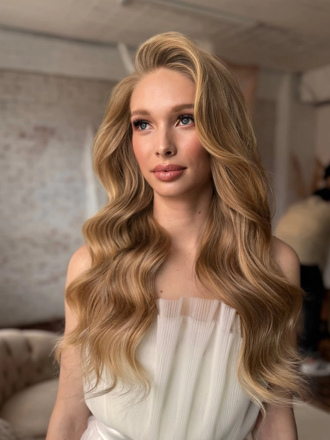 deep waves hairstyle - Soft Honey Blonde Deep Waves