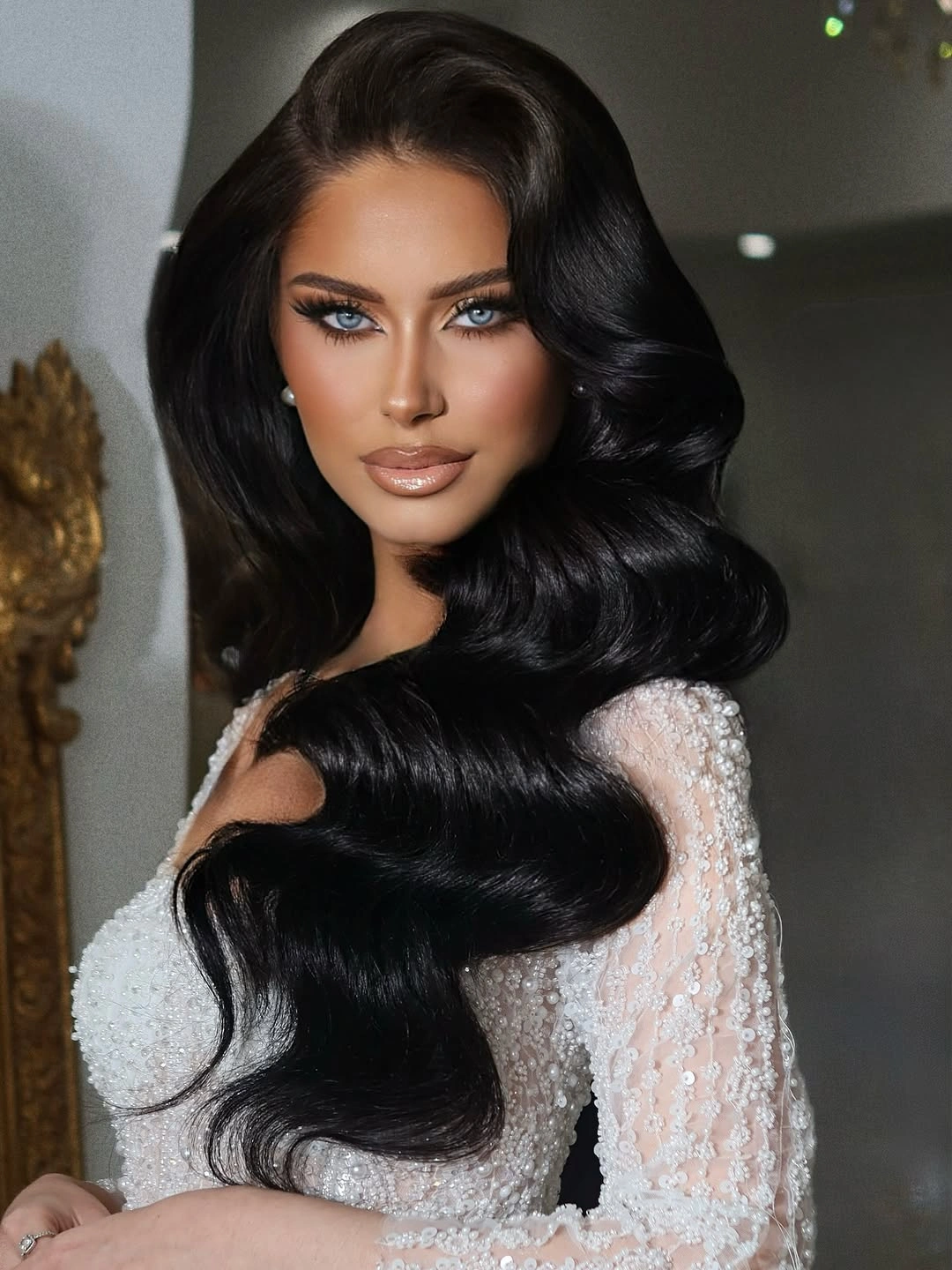 deep waves hairstyle - Glossy Black Hollywood Waves
