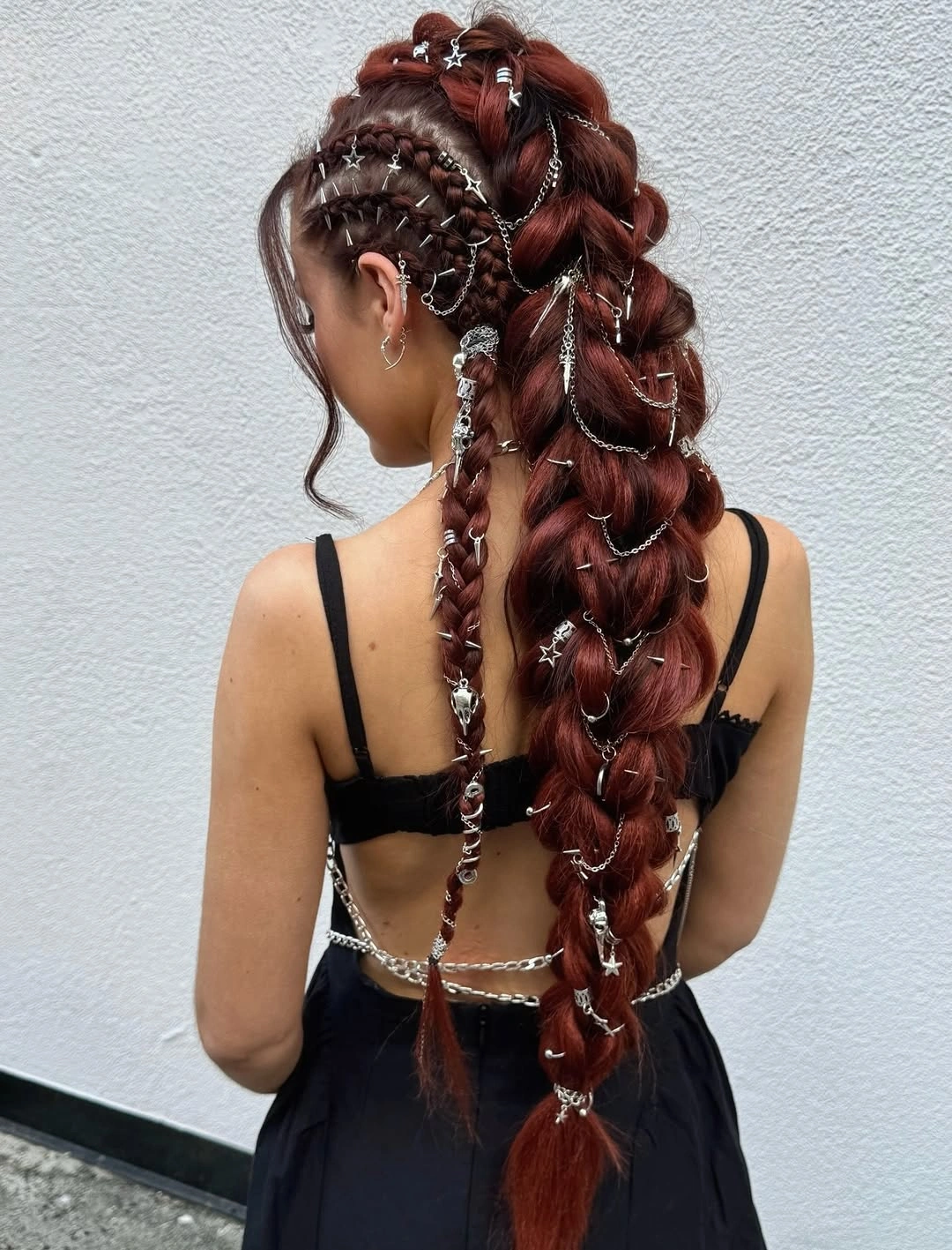 dragon braid hairstyle Gothic Dragon Braid With Silver Charms