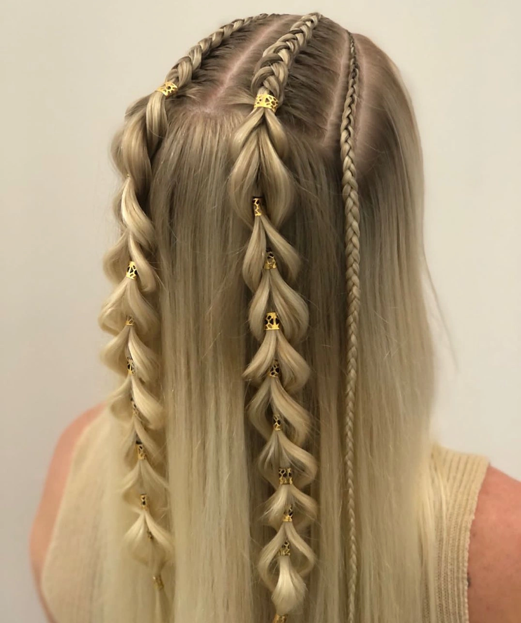 dragon braid hairstyle Blonde Half Up Dragon Tails