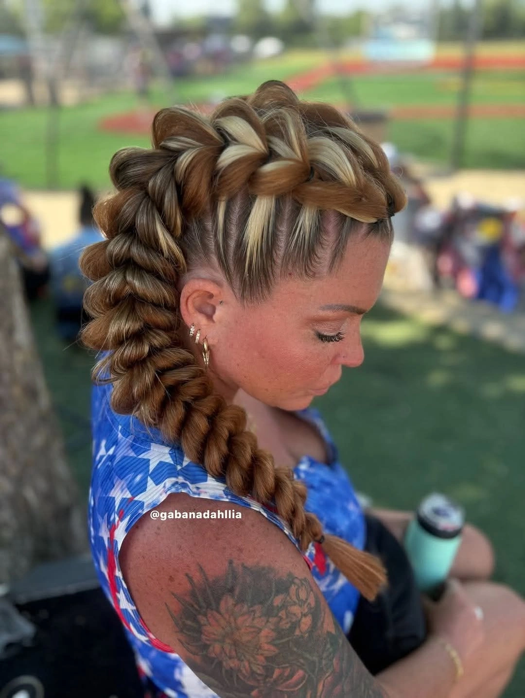 dragon braid hairstyle Double Dragon Braid With Blonde Ribbons
