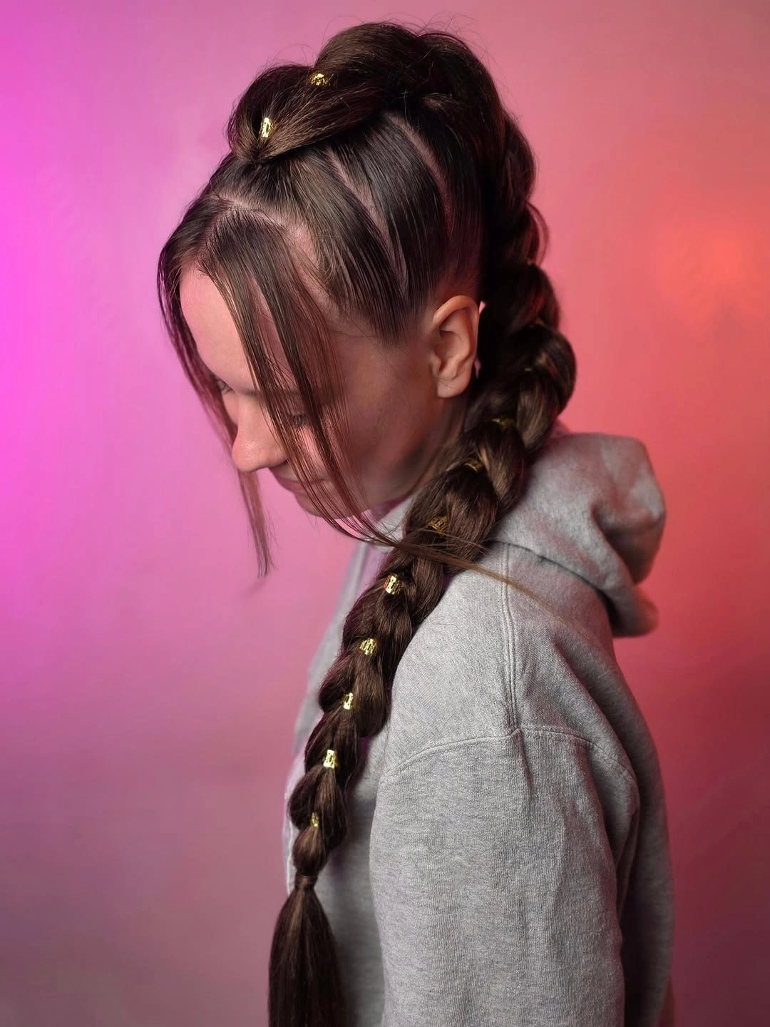 dragon braid hairstyle Sleek Side Dragon Braid With Gold Cuffs