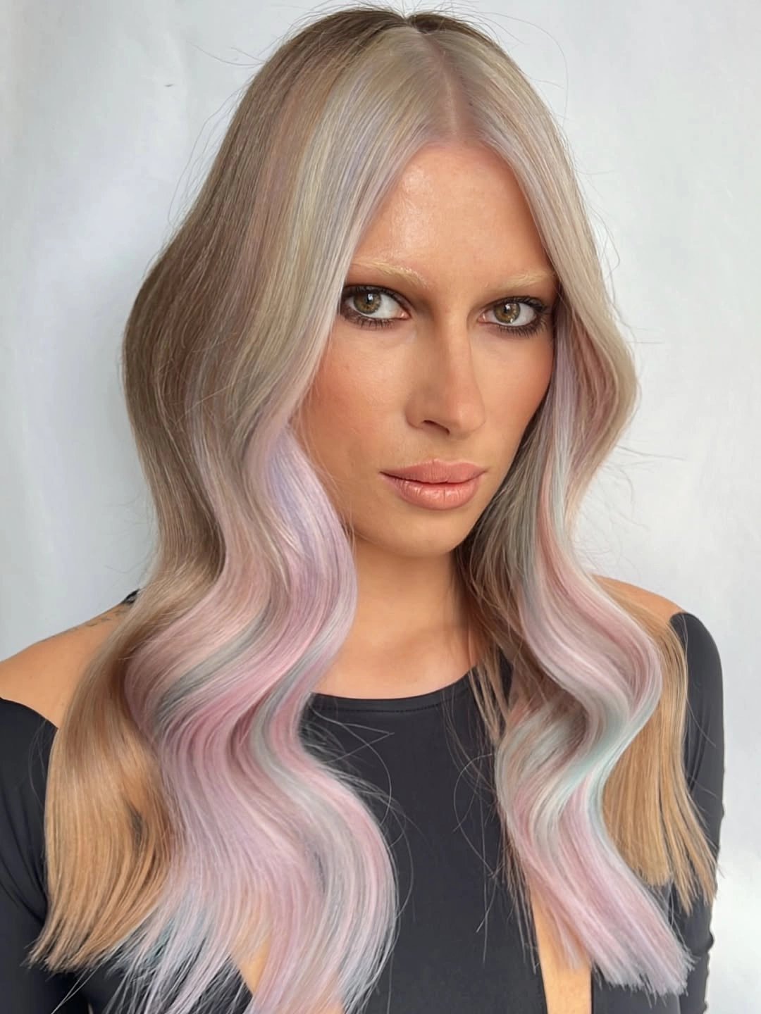 dyed hair for women Soft Pastel Waves With A Blonde Base