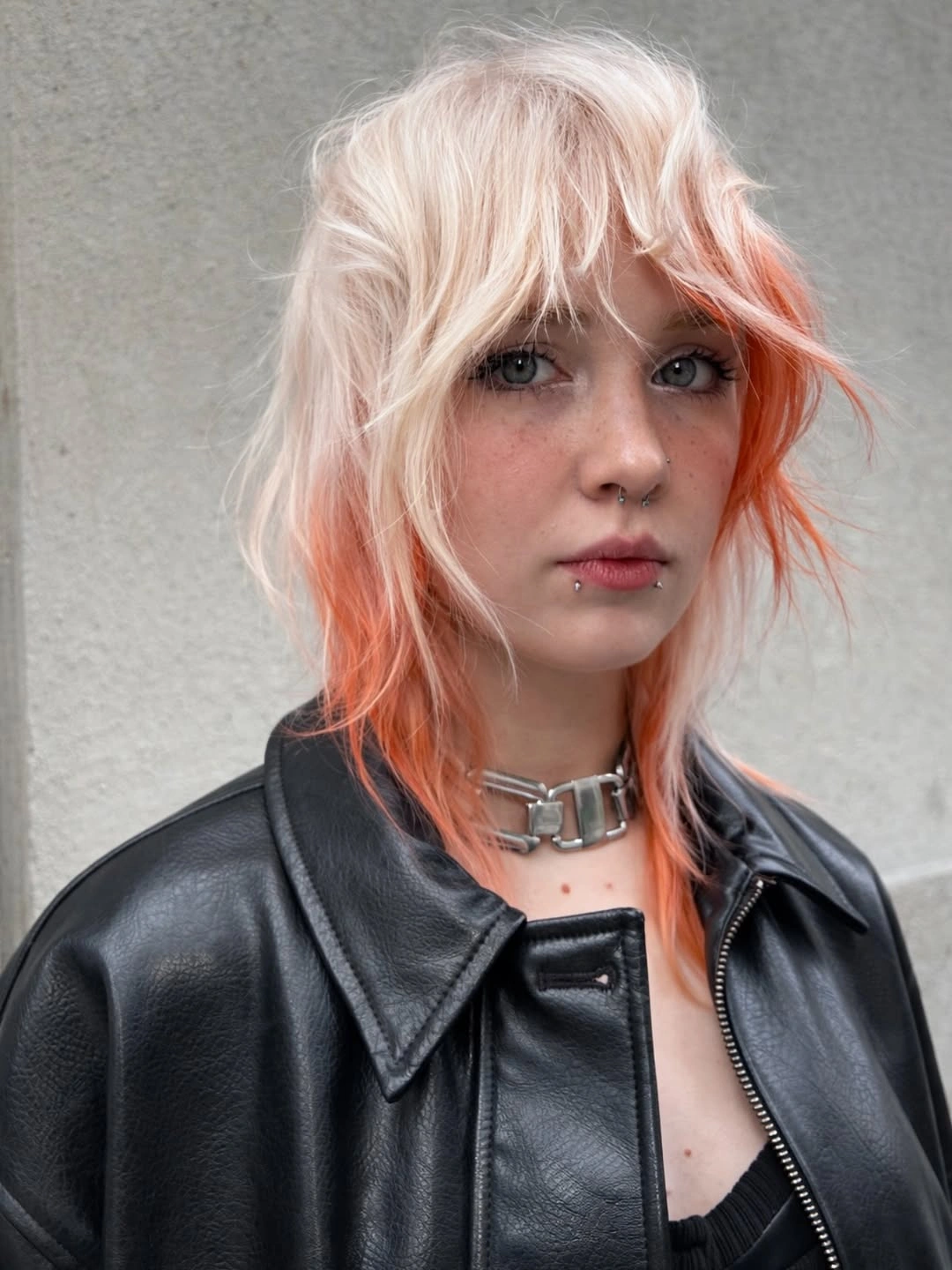 dyed hair for women Platinum Hair With Peachy Orange Accents