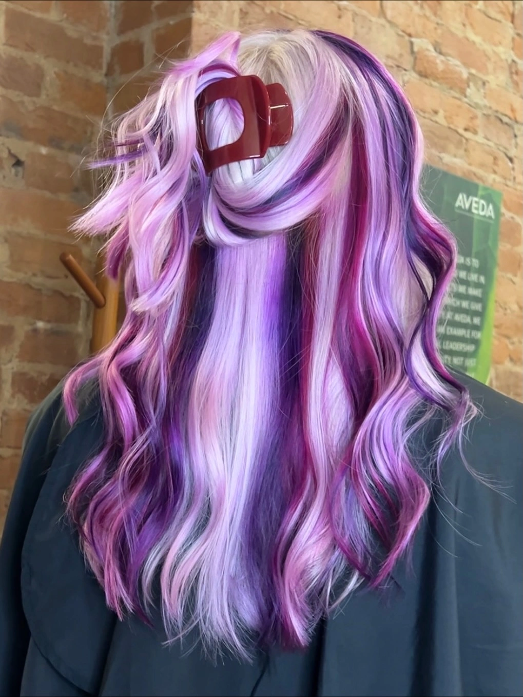 dyed hair for women Lavender And Magenta Waves With Hidden Dimension