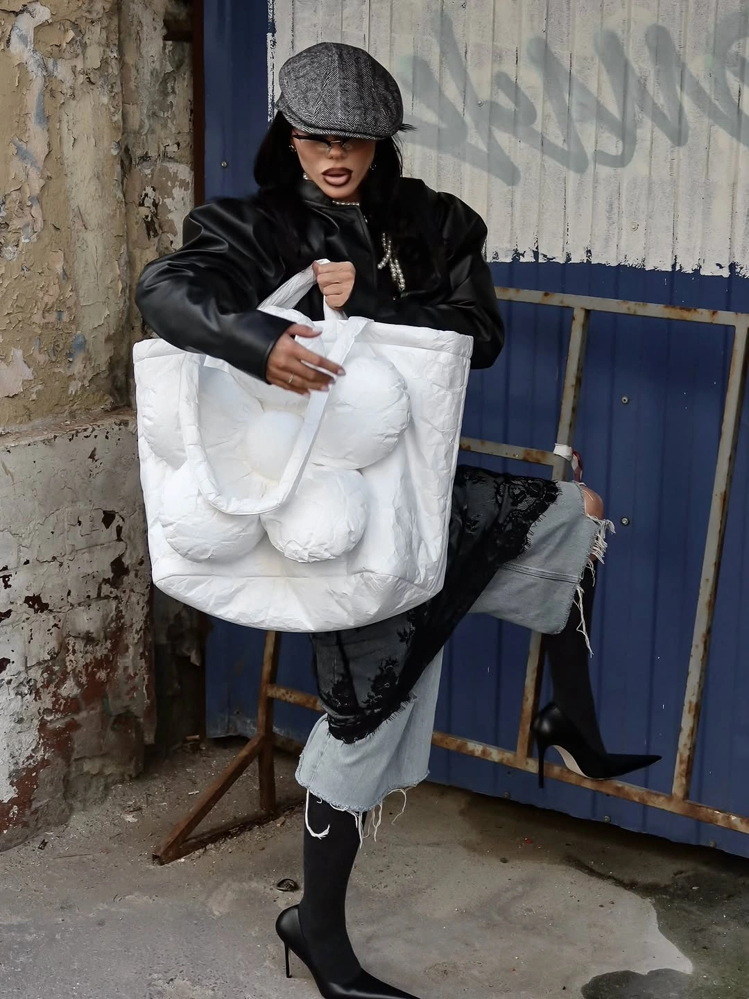 early winter outfits Distressed Denim With Polished Leather