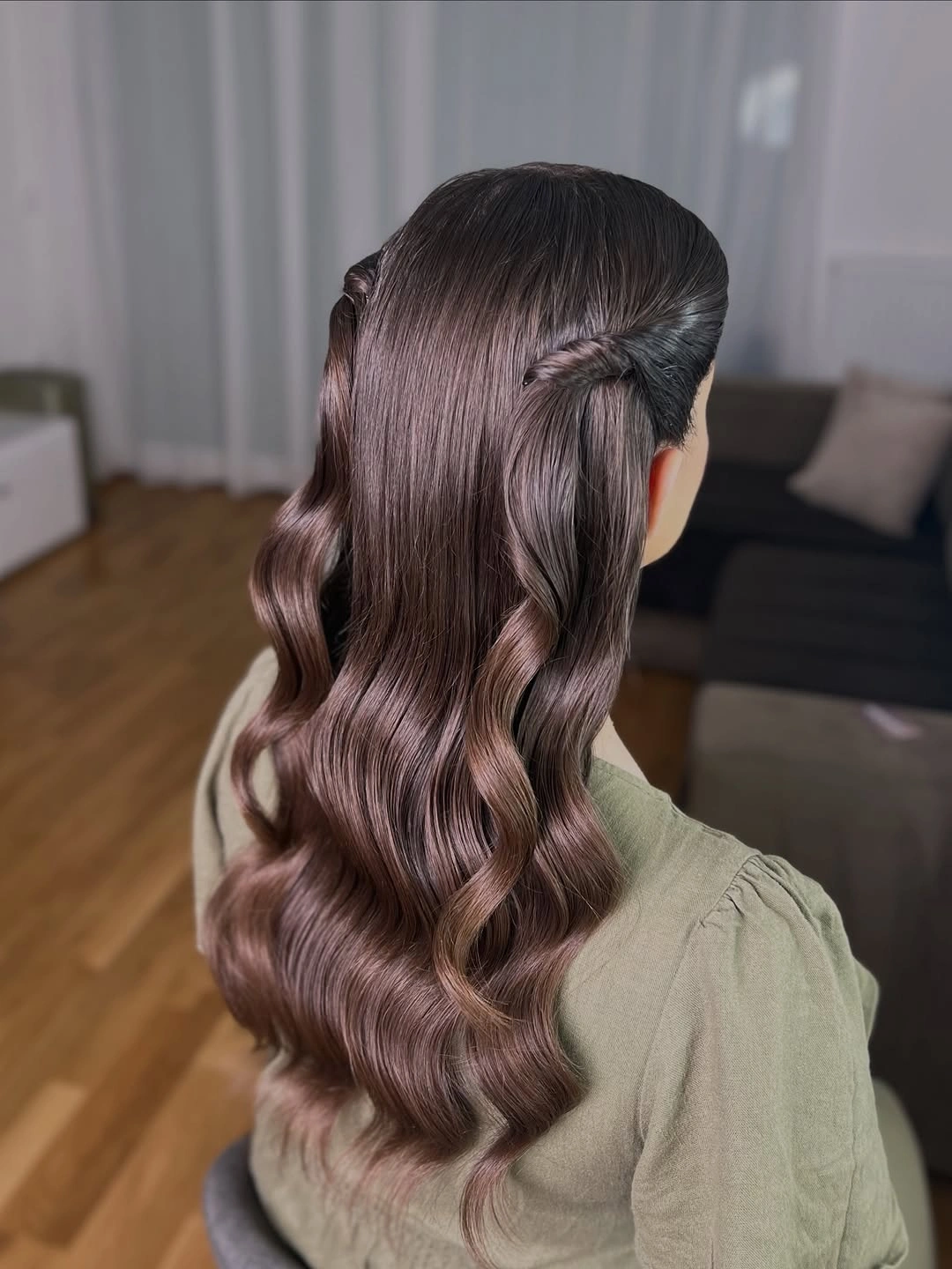 funeral hairstyles for women - Romantic Twists With Muted Brown Waves
