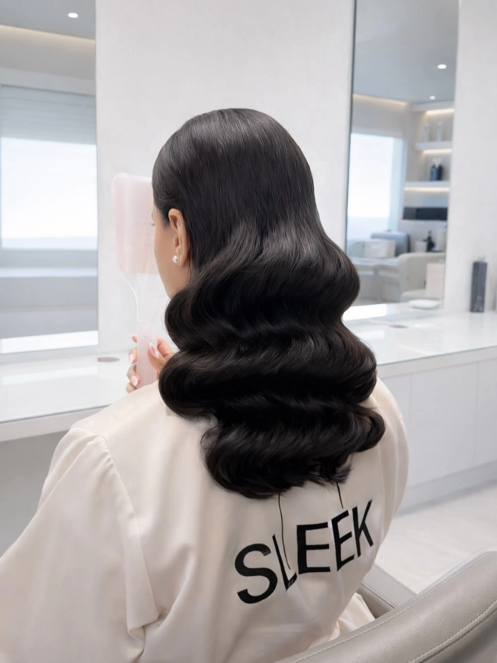 funeral hairstyles for women - Deep Black Waves With a Sleek Silhouette