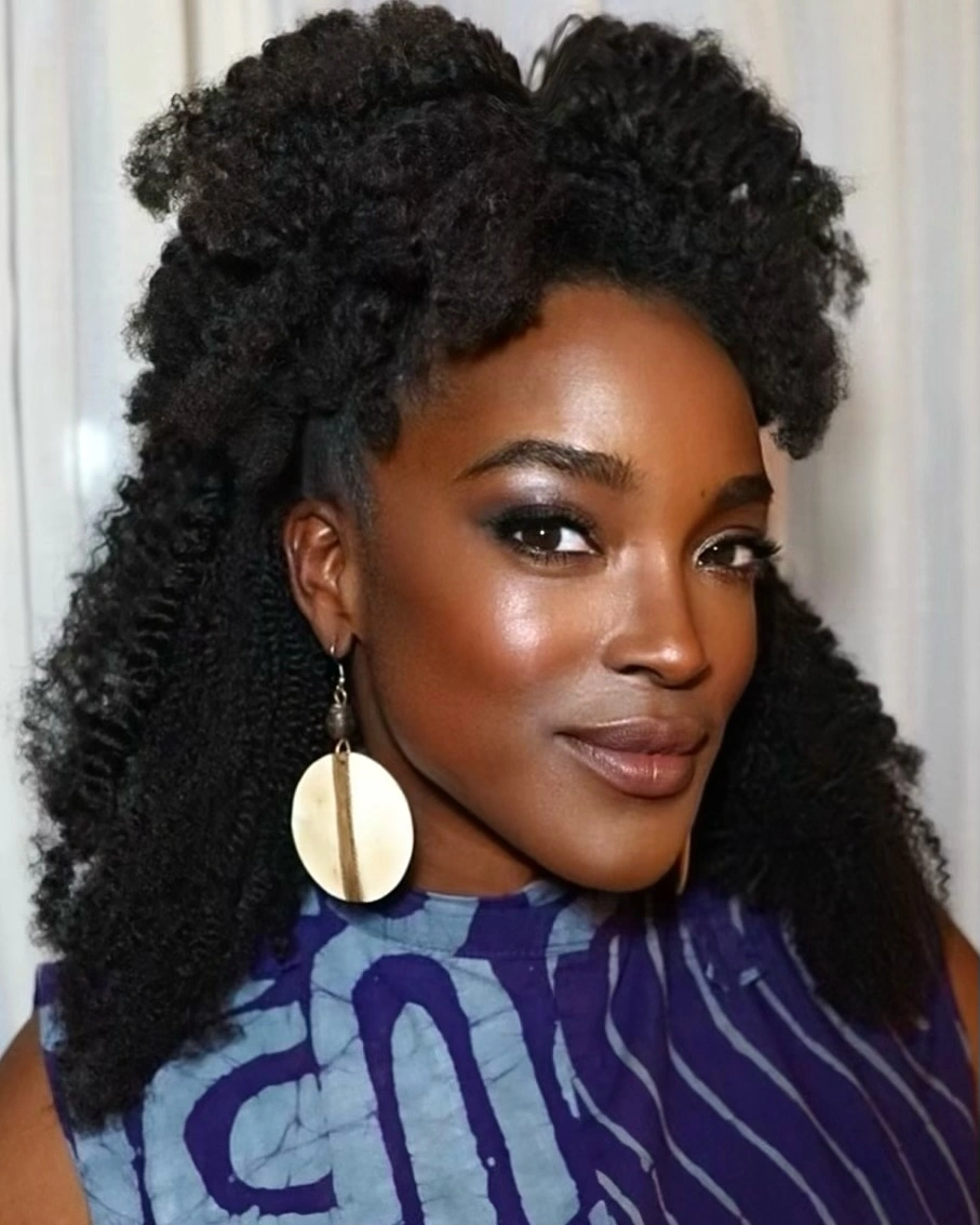 hairstyle ideas for black women 2027 Voluminous Curly Half Up Style
