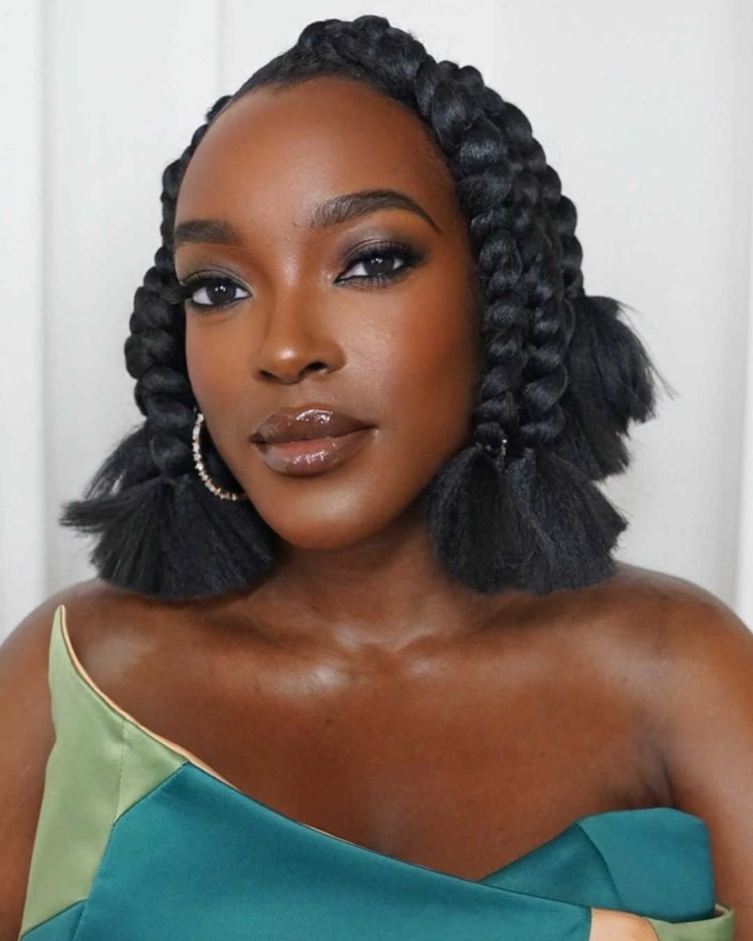 hairstyle ideas for black women 2027 Braided Crown With Fluffy Side Buns
