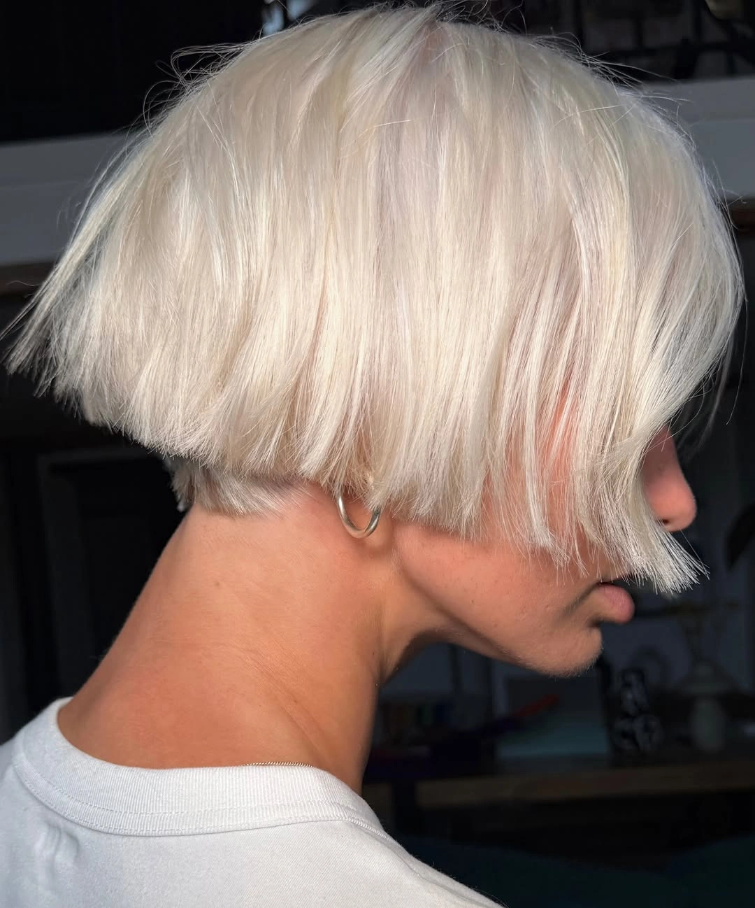 layered bob haircut Platinum Short Bob With Choppy Layers