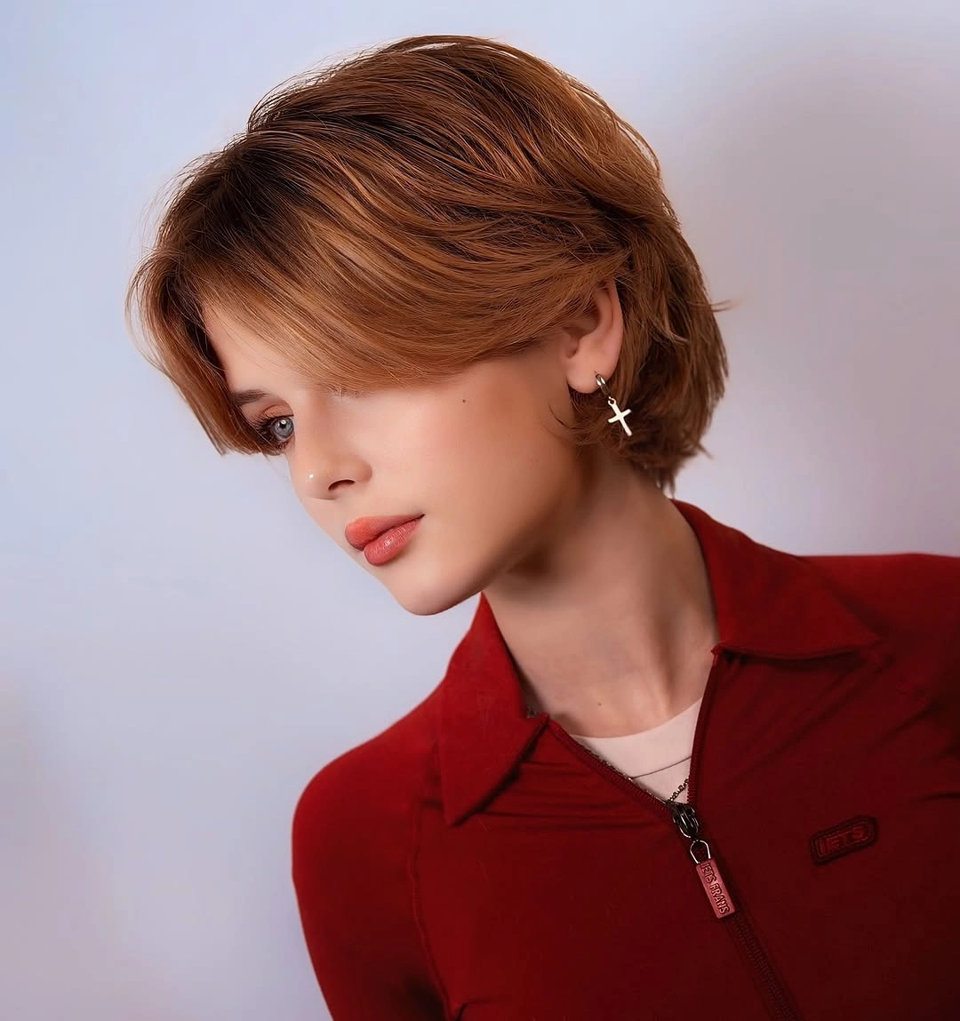 layered bob haircut Copper Stacked Bob With Sweeping Layers