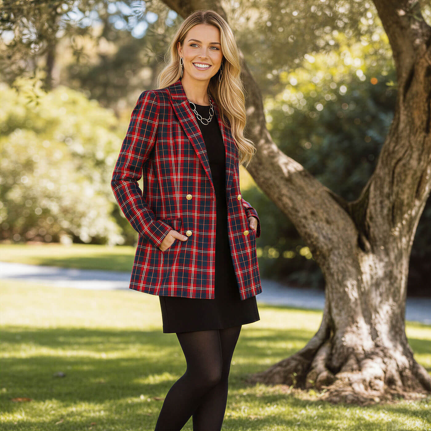 Tweed Blazer and Cardigan Combination for Cooler Weather — Winter Teacher Outfits