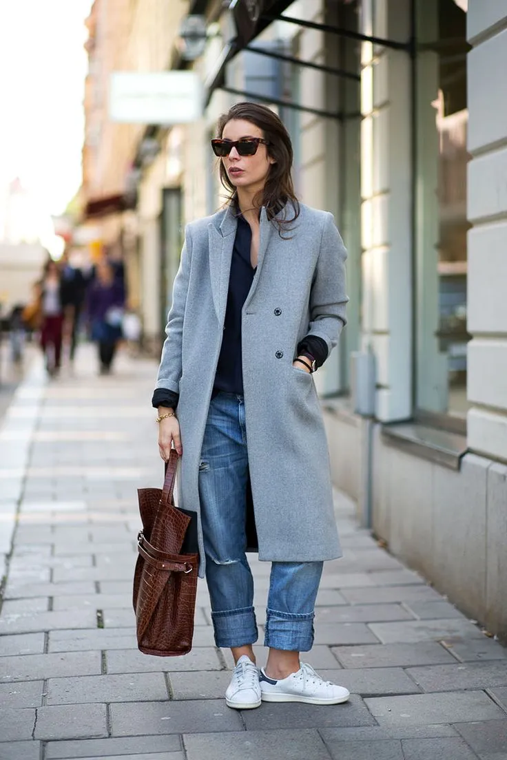 Oversized Grey Coat with Denim Jeans: Effortless Winter Casual — Scandinavian Winter Outfits