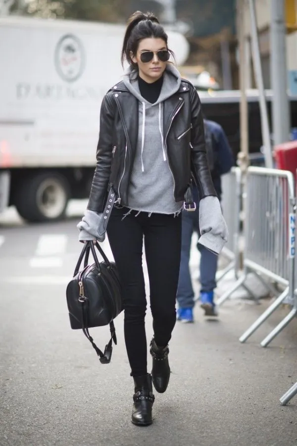 Hoodie Under Leather Jacket with Turtleneck Hoodie Under Leather Jacket with Turtleneck — Hoodie Outfits
