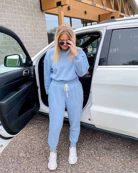 Light Blue Fleece Sweatpants Set — Sweatpants Outfits
