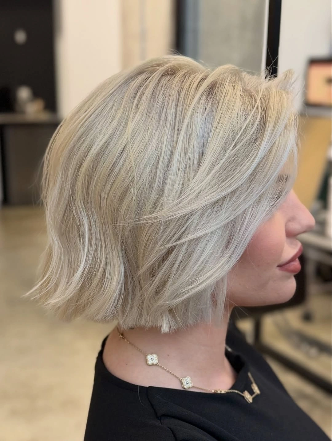 modern haircut for women Platinum Layered Bob