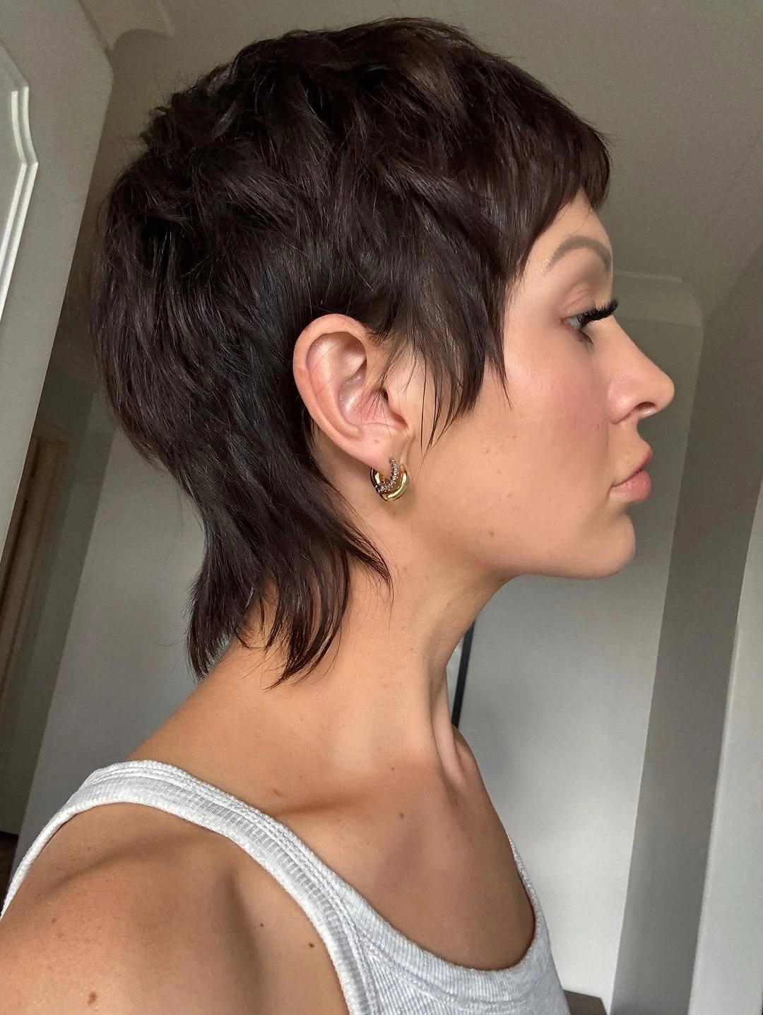 modern haircut for women Textured Brunette Pixie Mullet