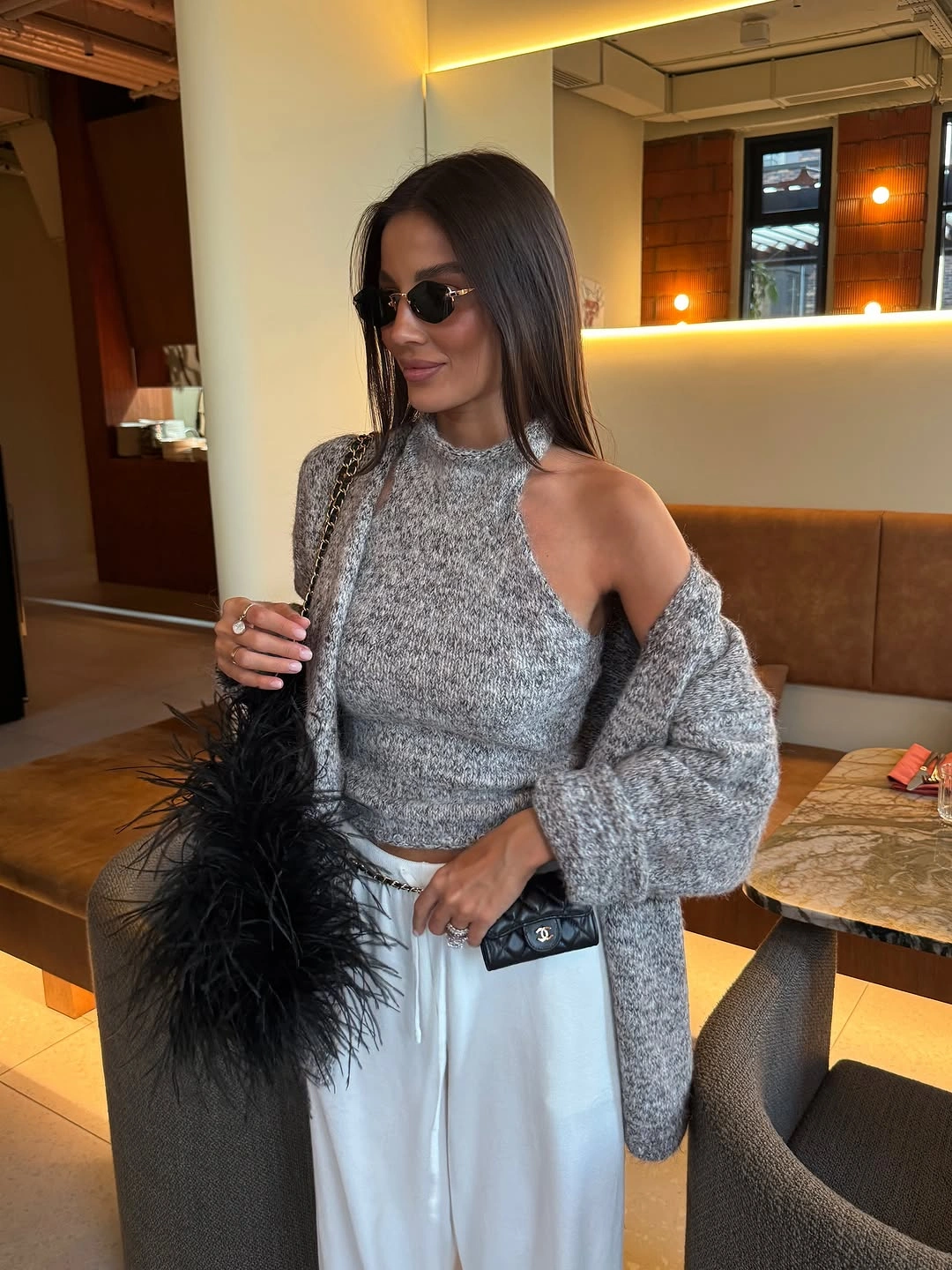 november fashion trends 2026 Soft Gray Knitwear With Statement Texture