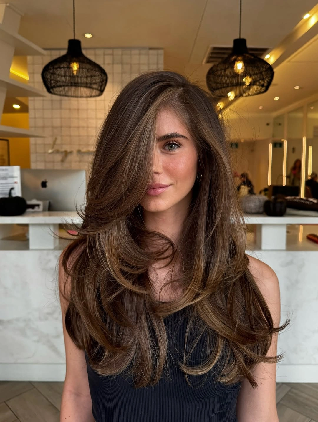 november hair colours 2026 Soft Brunette With Face Framing Layers