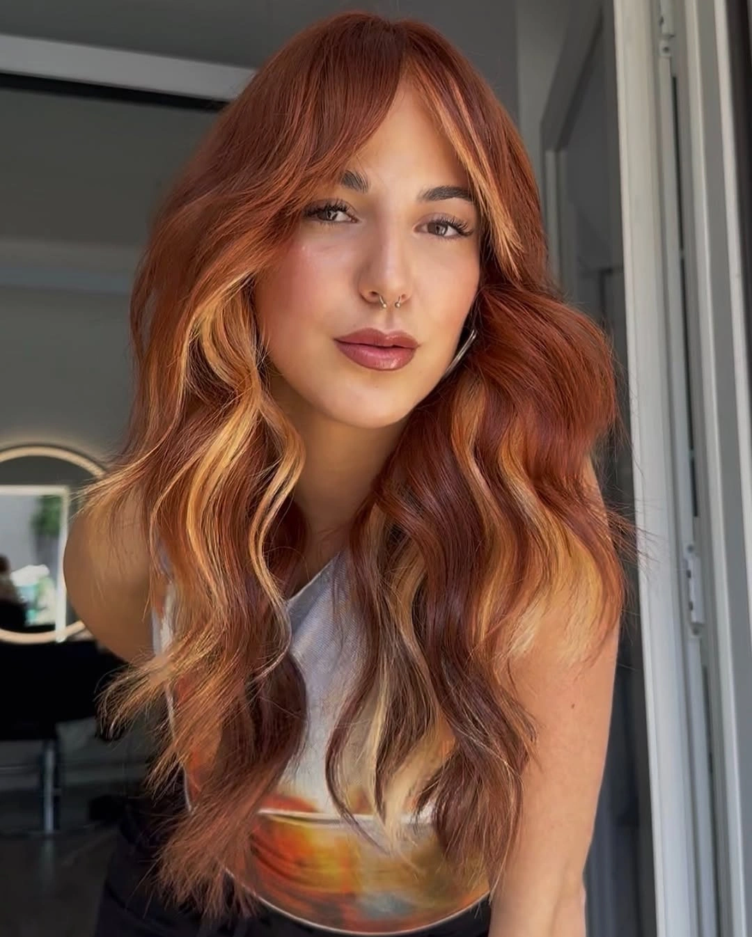 november hair colours 2026 Copper Auburn With Golden Ribbons