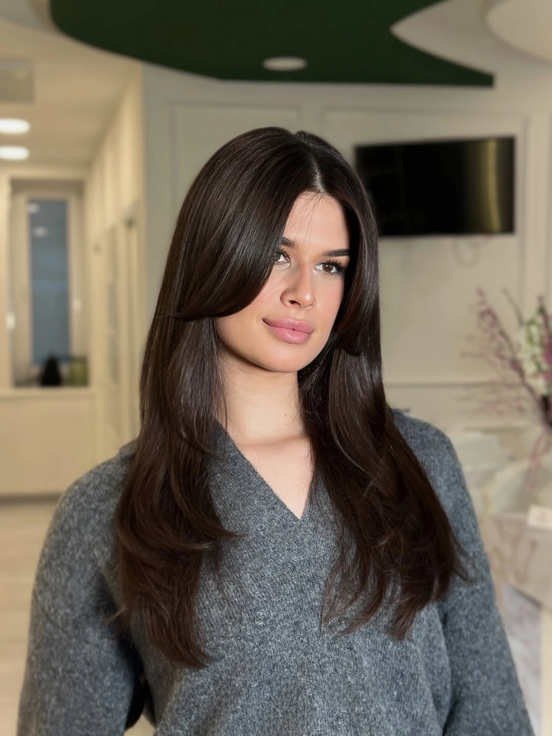 november haircut ideas 2026 Long Brunette Hair With Soft Curtain Layers